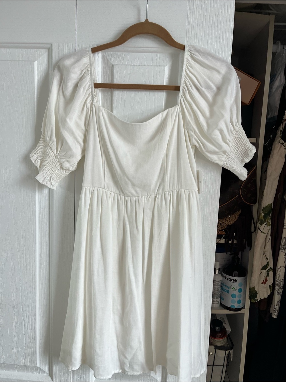 NWT Altered State White Puff-Sleeve Square Neck Dress